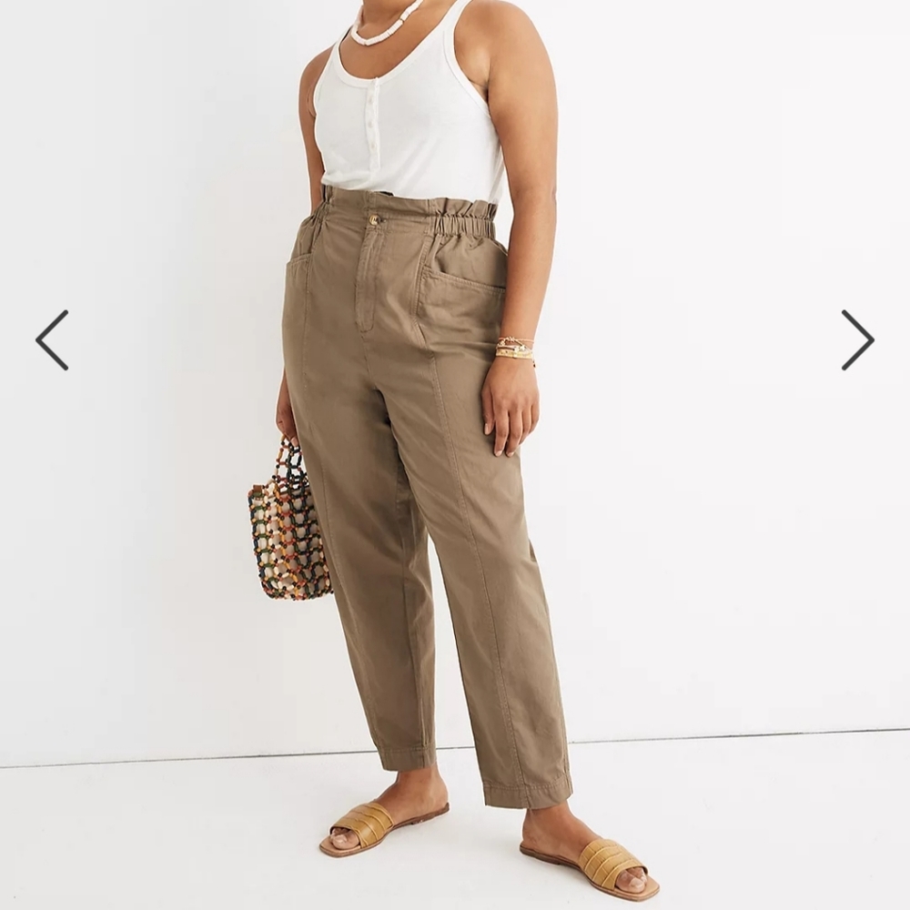 NWOT Madewell Green Taupe Pull-On Paperbag Pants